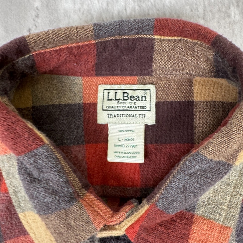 LL Bean Traditional Fit Flannel Shirt Mens XL Granola Plaid Chamois Long Sleeve - Picture 3 of 7